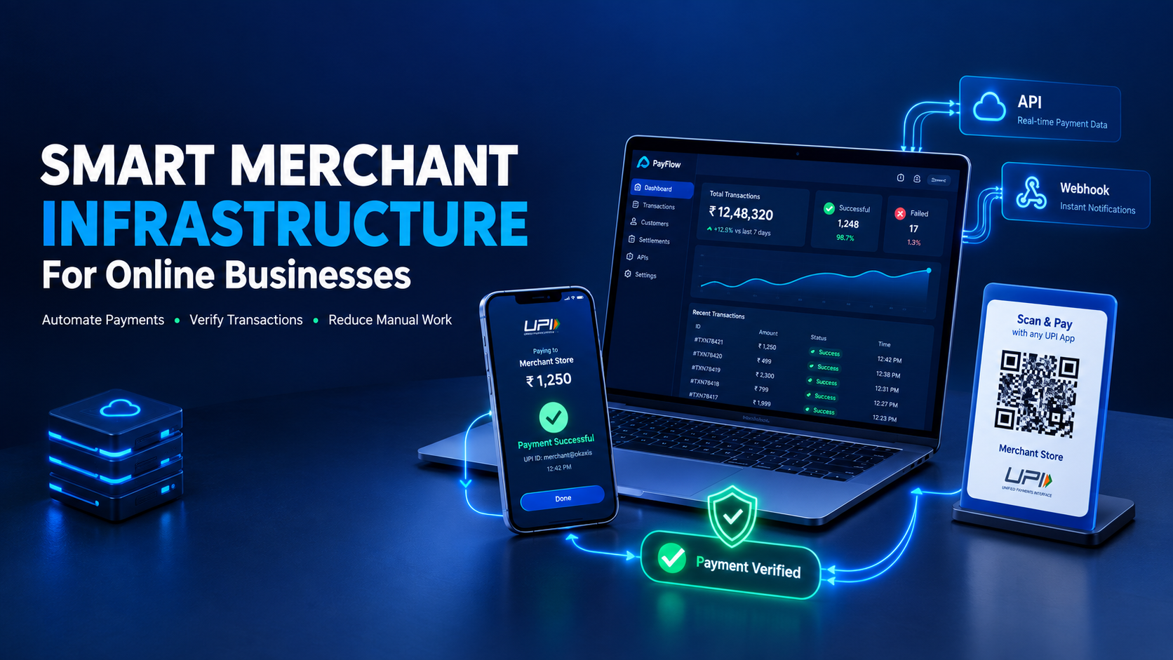 Smart Merchant Infrastructure for Online Businesses: Automate UPI Payments & Verification